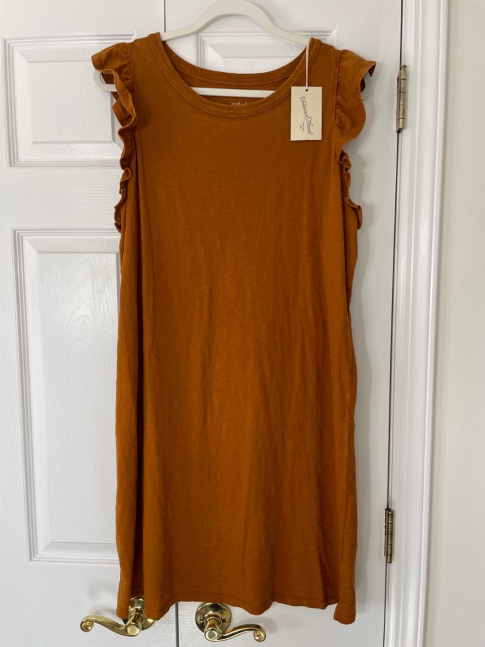 Universal Thread Cotton Rust Ruffle Tank Dress, size XL, NWT